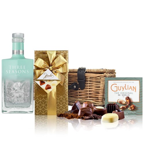 Cambridge Three Seasons Gin 70cl And Chocolates Hamper
